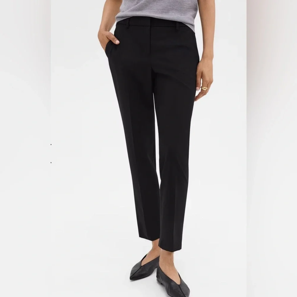 NWT Theory Treeca 2 Good Wool Classic Suit Cropped Tailored Black Pant 6 Medium - Picture 4 of 10